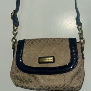Tommy Hilfiger Tan and Black Crossbody Bag with Chain Detail